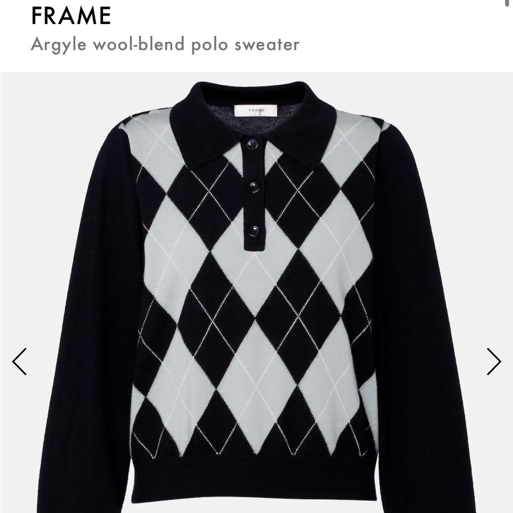 Frame Argyle Wool-Blend Polo Sweater